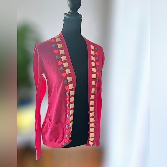 Moschino Cheap and Chic Y2K Pink Embellished Cardigan size 8 - Picture 5 of 16